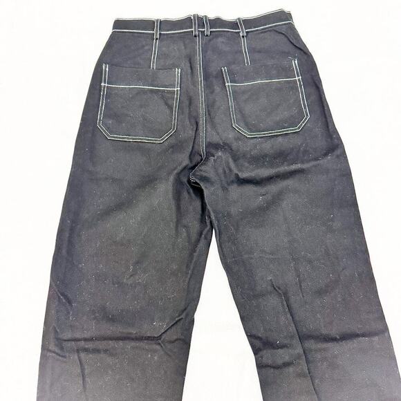 & Other Stories Black Contrast Stitching Black Denim Jeans Pants Size 6 - Picture 3 of 10